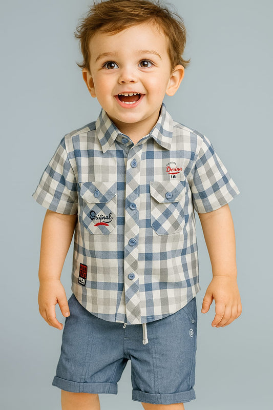 Stylish Summer Plaid Shirt & Shorts Set