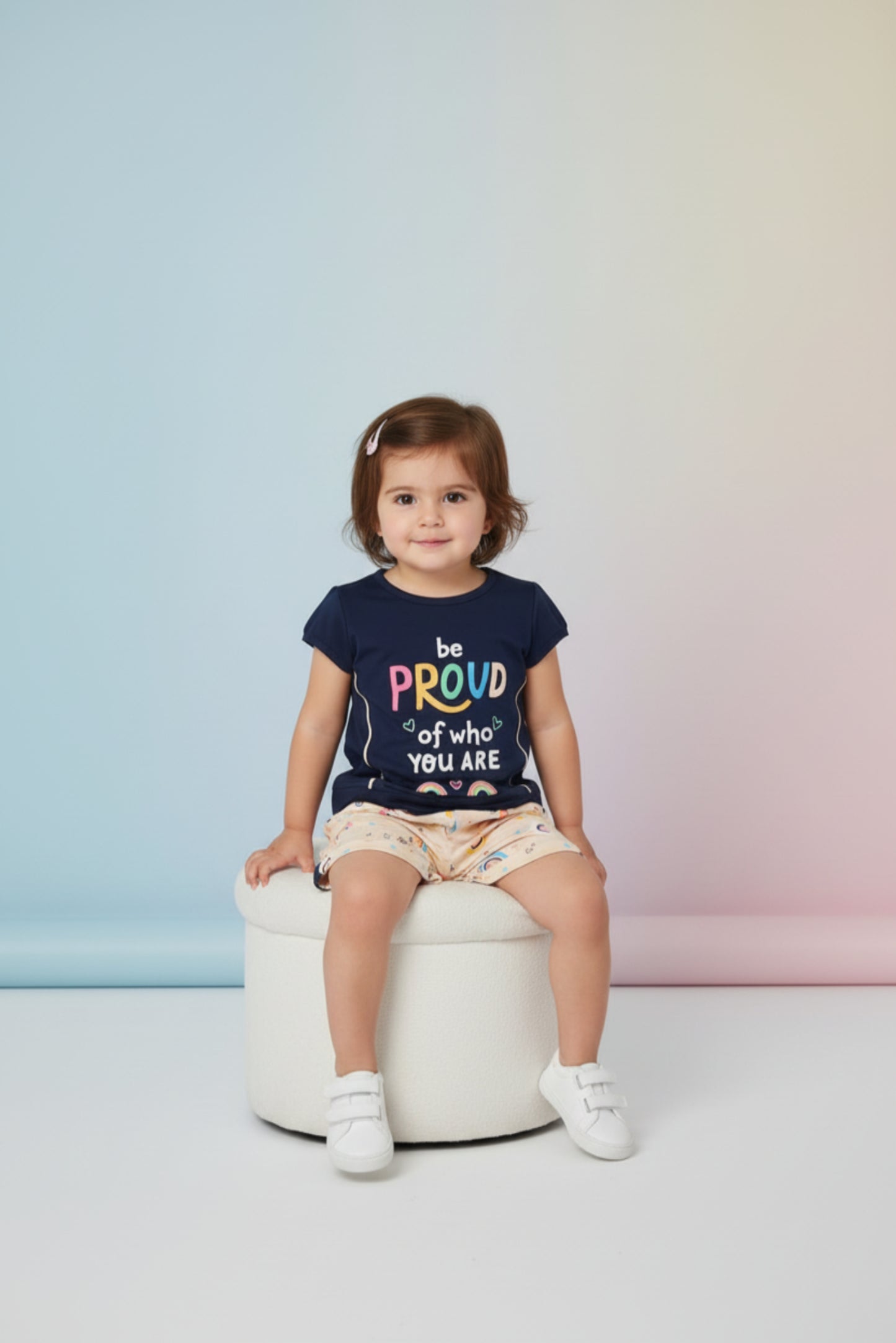 Kids “Be Proud” Rainbow T-Shirt & Shorts Set