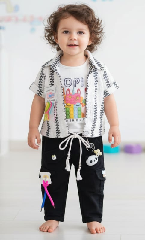 Trendy Cartoon Print Shirt & Pant Set – 9M to 3Y
