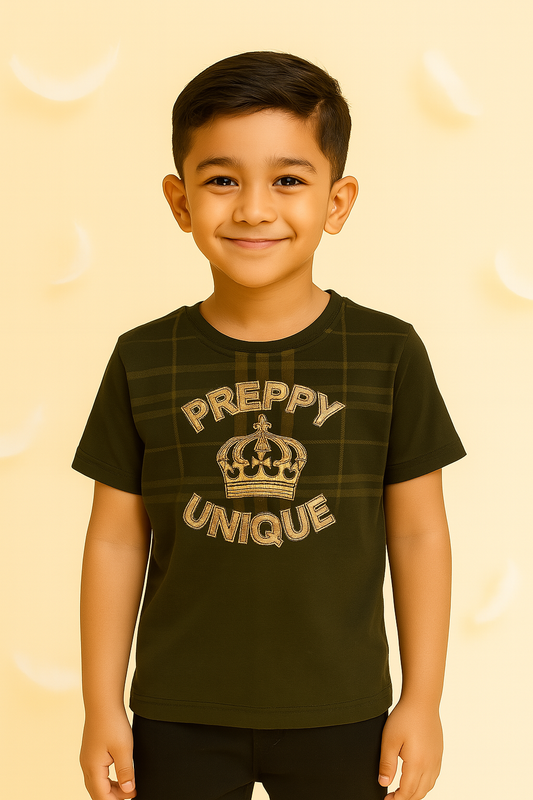 Olive Green "Preppy Unique" Crown Graphic Tee