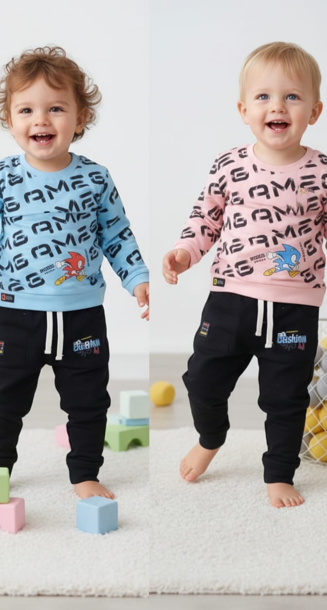 Baby Boys Cartoon Printed & Jogger Pants Set – Pack of 2 (3M to 1Y)