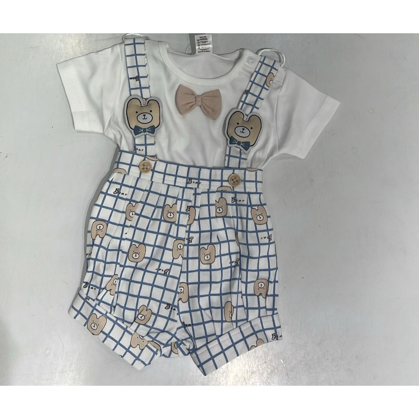 Unisex Bear Print Dungaree Set (0–1.5Y)