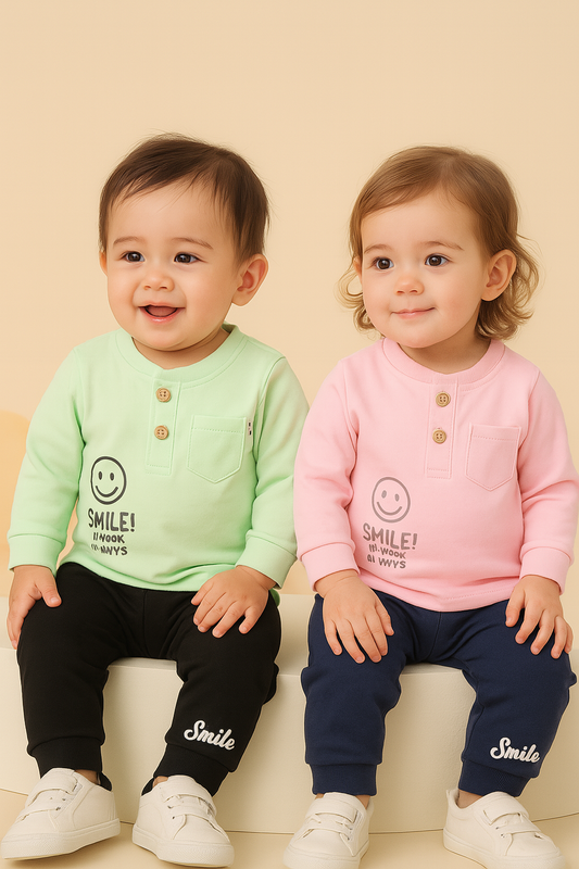 "Smile Cotton Set – Soft & Stylish 2-Piece Outfit for Little Ones"