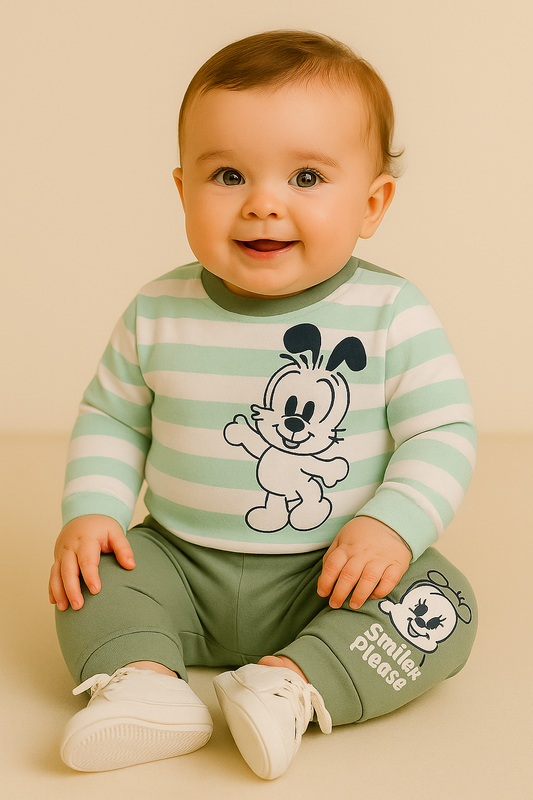 "Smile Please" Striped Baby Coord Set – Boys & Girls