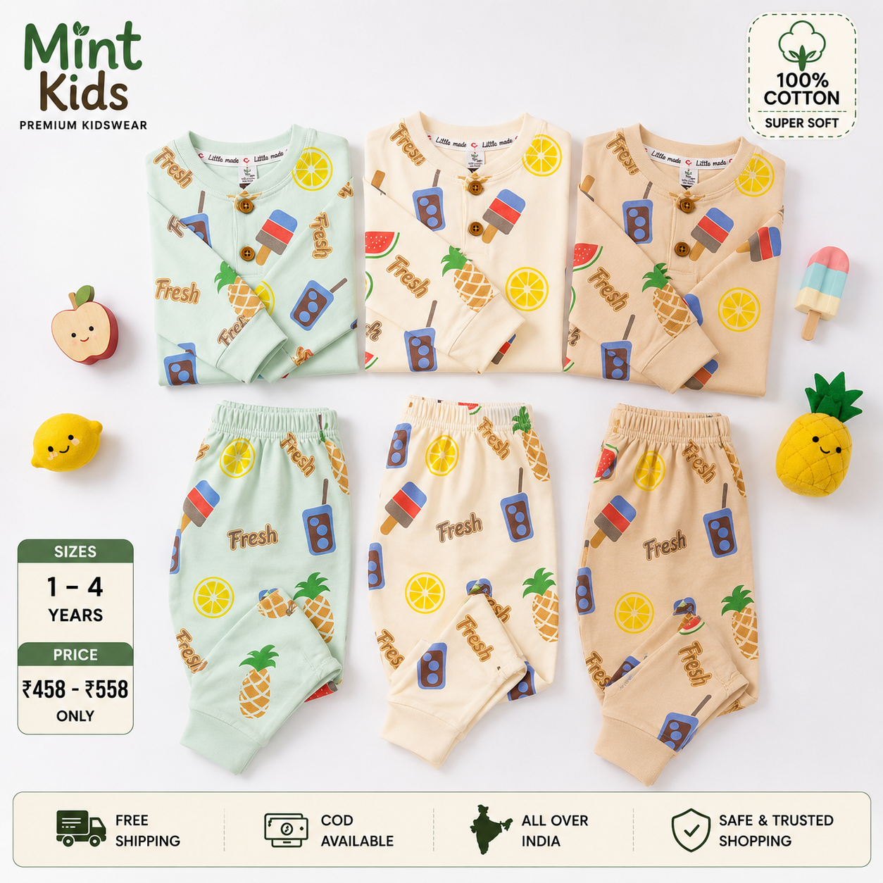 Fresh Fruit Print Cotton Coord Set