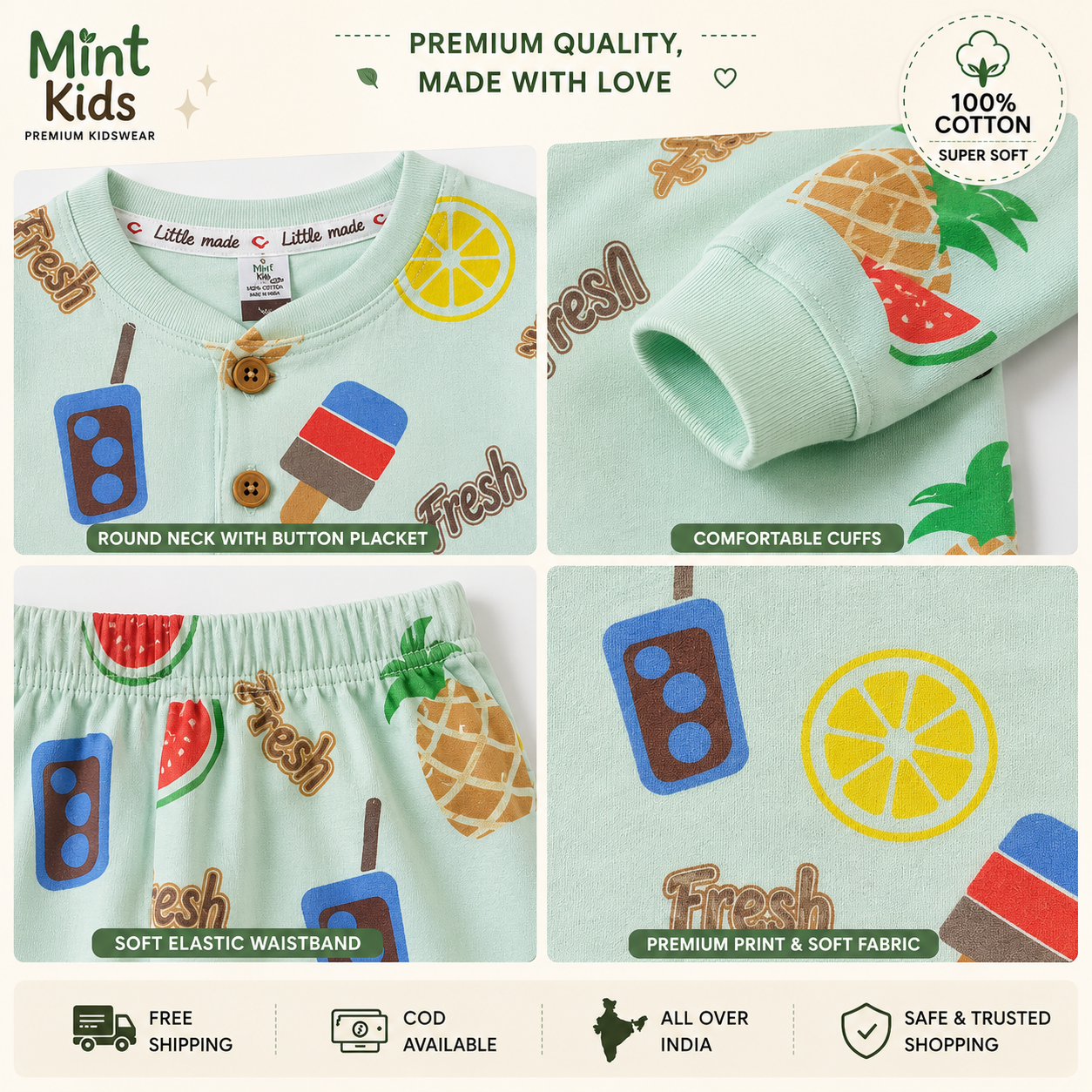 Fresh Fruit Print Cotton Coord Set