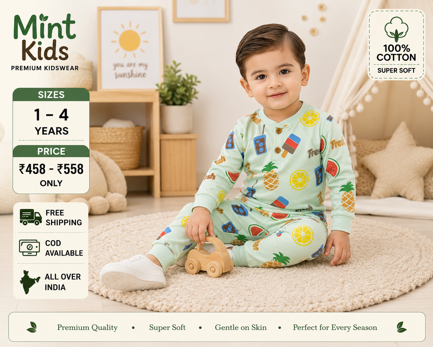 Fresh Fruit Print Cotton Coord Set