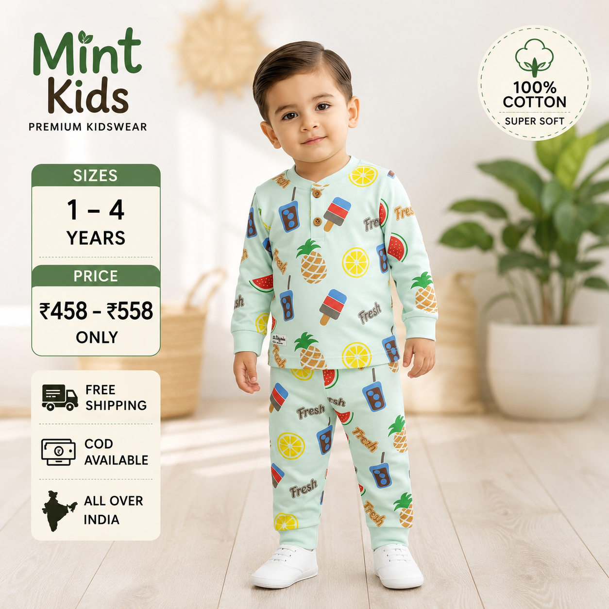 Fresh Fruit Print Cotton Coord Set