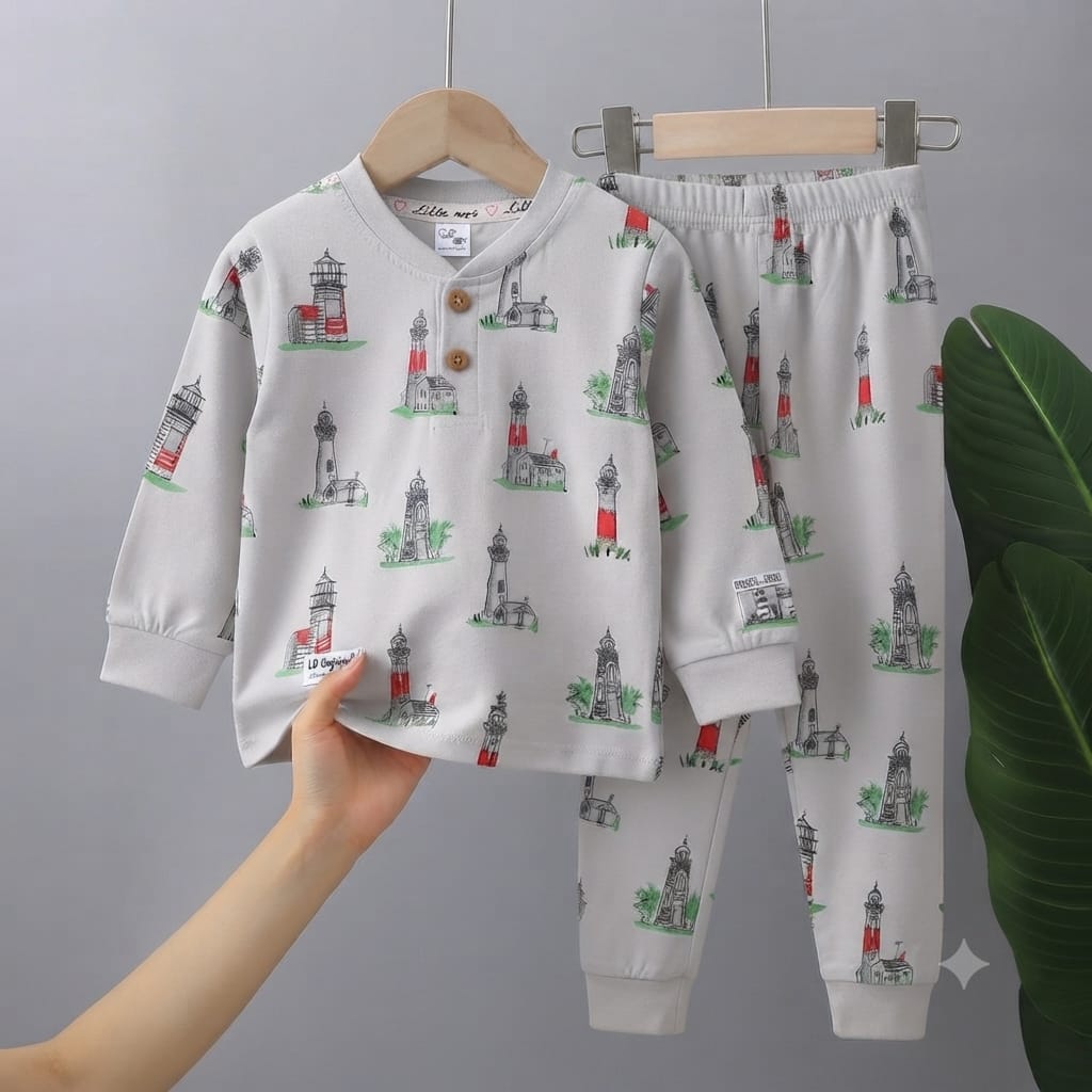 Lighthouse Print Full-Sleeve Coord Set