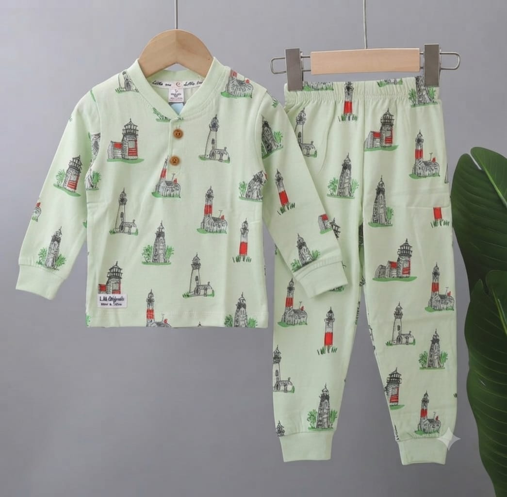 Lighthouse Print Full-Sleeve Coord Set