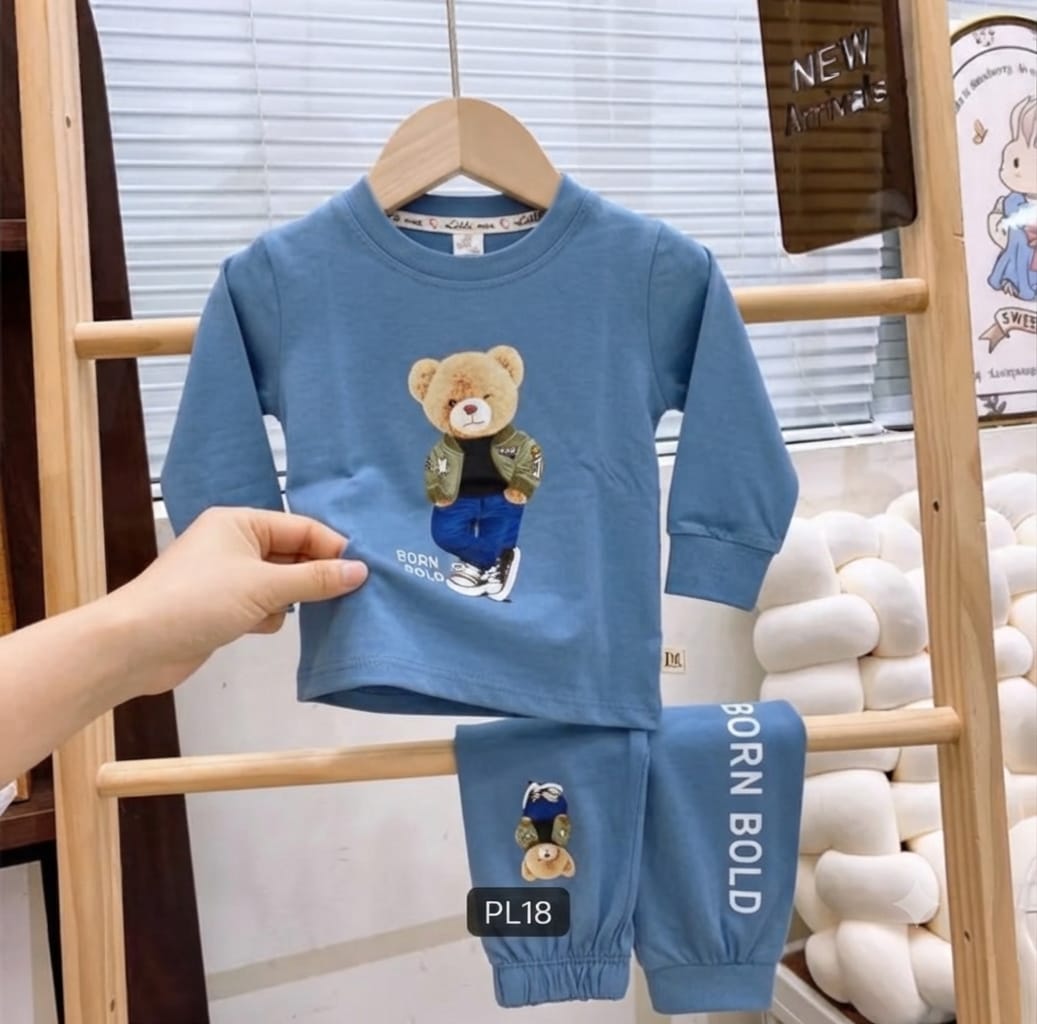 Born Bold Teddy Bear Full-Sleeve Coord Set