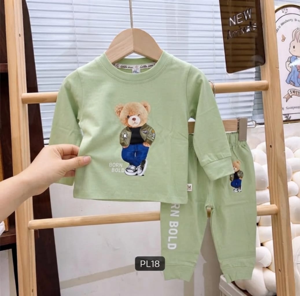 Born Bold Teddy Bear Full-Sleeve Coord Set