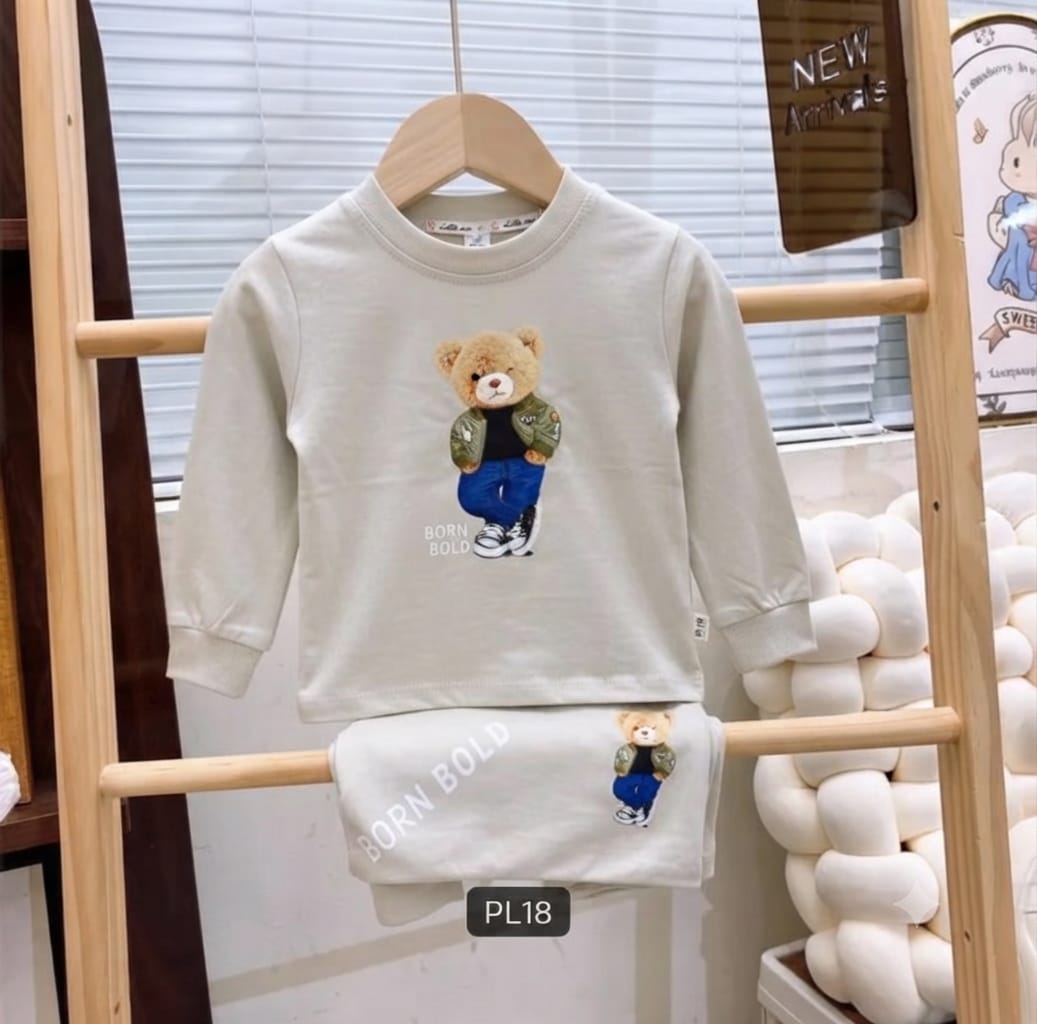 Born Bold Teddy Bear Full-Sleeve Coord Set
