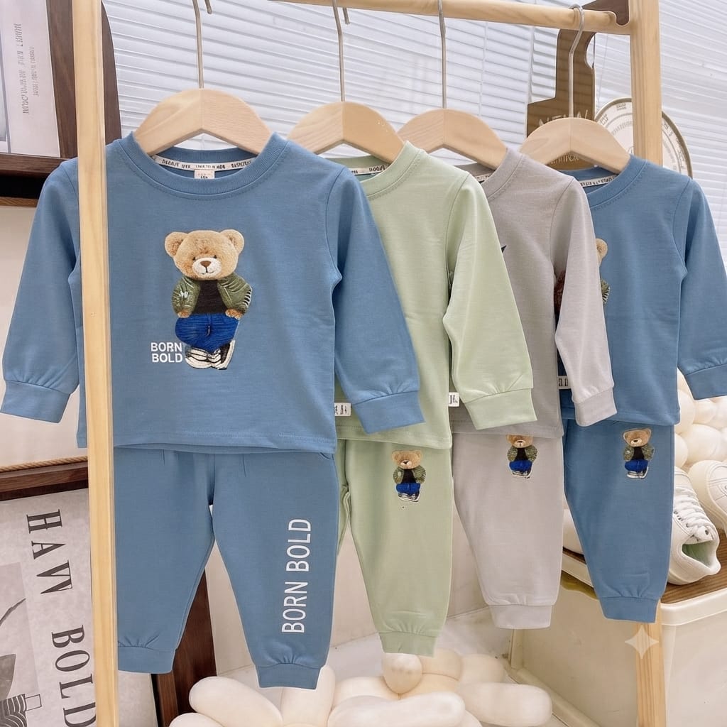 Born Bold Teddy Bear Full-Sleeve Coord Set