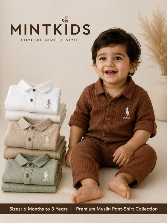 Premium Muslin Polo Pant-Shirt Set