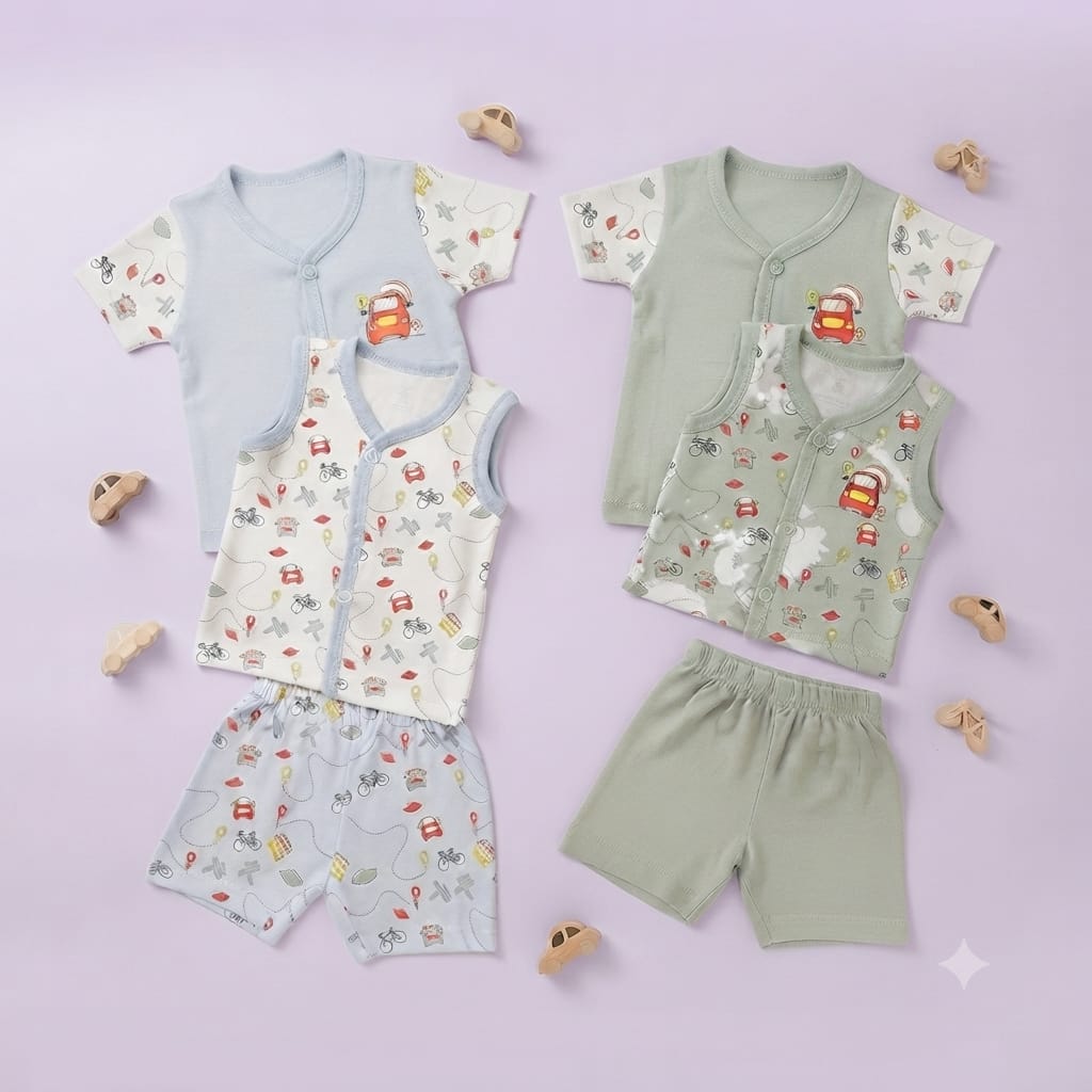 City Life Newborn Jhabla & Shorts Set