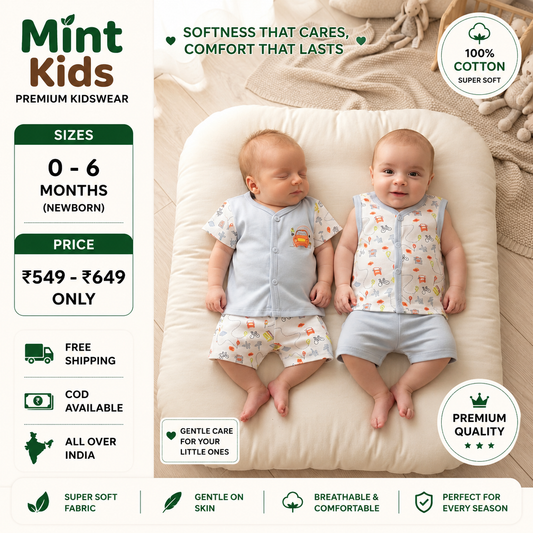 City Life Newborn Jhabla & Shorts Set