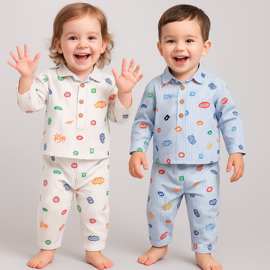 MintKids Printed Collar Nightwear Set (1–4 Years)