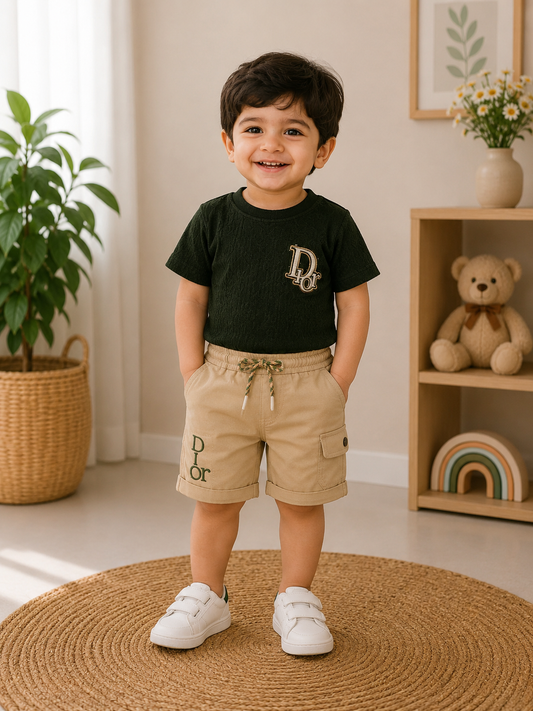 D Logo Tee & Cargo Shorts Set