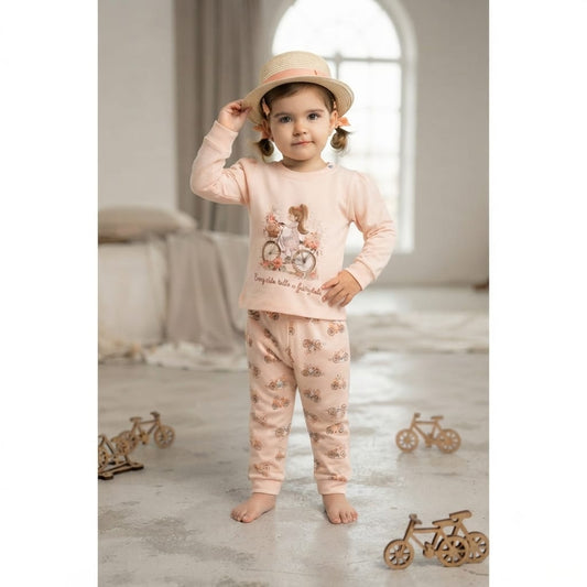 Fairy Tale Bicycle Girl Coord Set - Peach