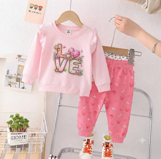 Love Floral Ruffle Coord Set - Pink