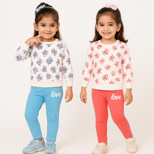 Floral Print Winter Co-ord Set for Kids – Love Edition