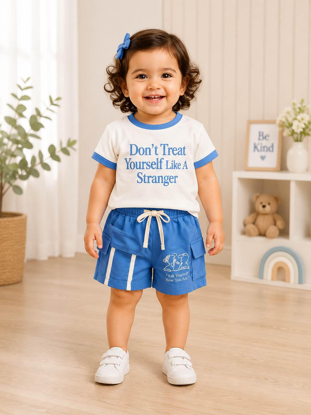 Don't Treat Yourself Like A Stranger Ringer Tee & Cargo Shorts Set