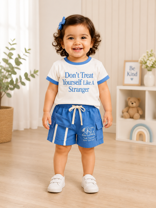 Don't Treat Yourself Like A Stranger Ringer Tee & Cargo Shorts Set