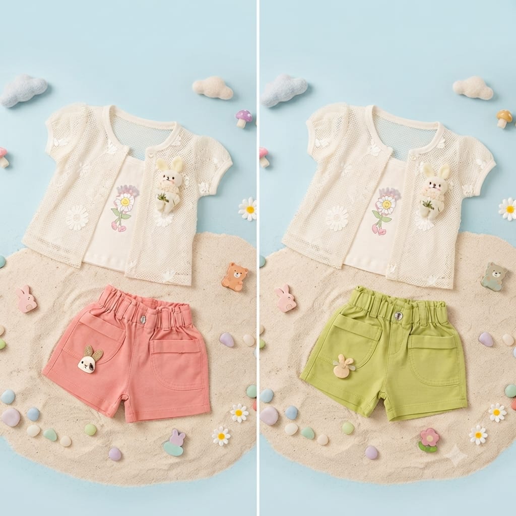 Crochet Jacket & Floral Tee Set