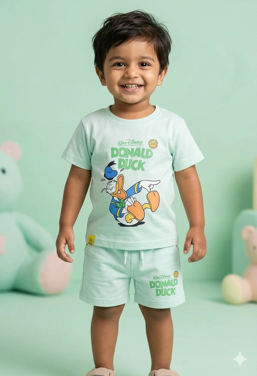 Mint Green Donald Duck Baby Boys T-Shirt & Shorts Set | Disney | 1-3 Years