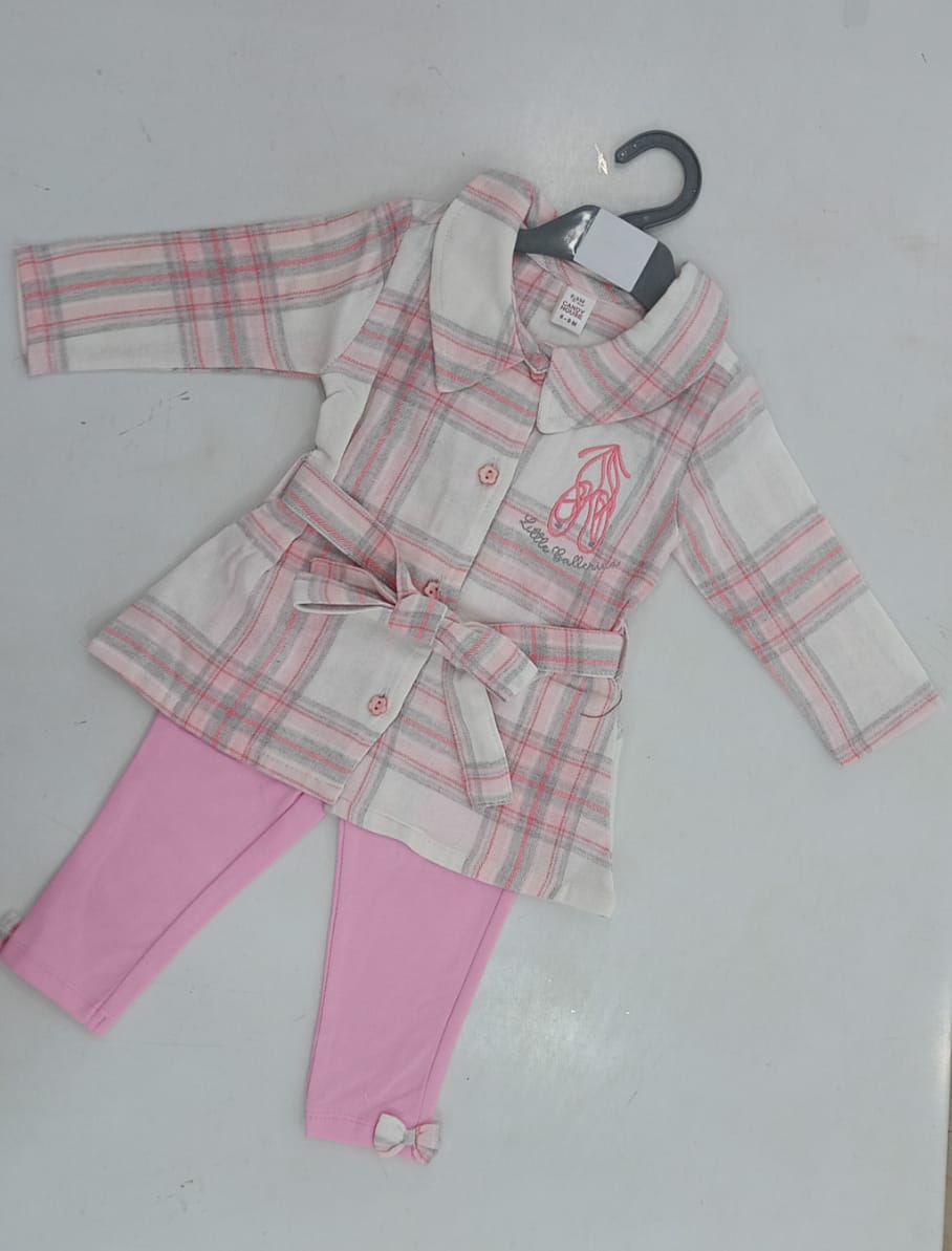 Little Ballerina Check Tunic & Pink Leggings Set