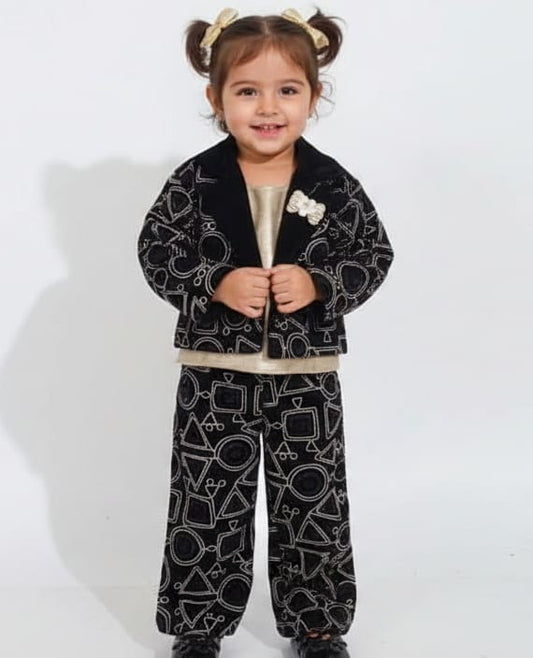 Black Velvet Party Wear Blazer & Pant Set – 2 to 5 Years