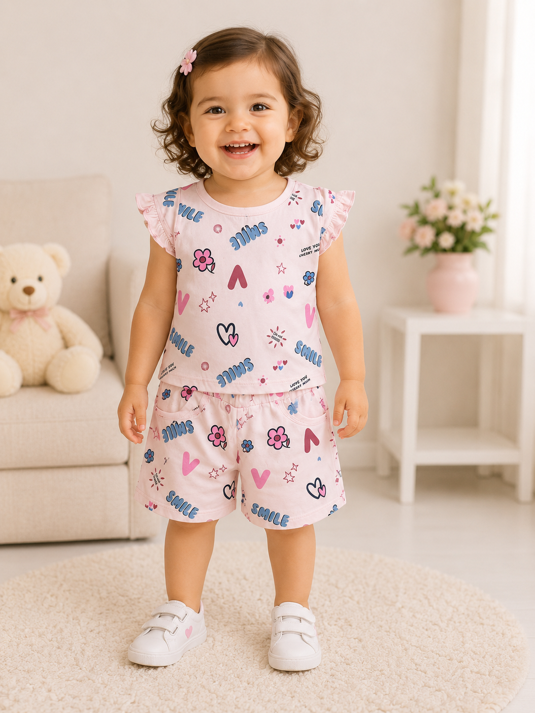 Smile Doodle Flutter Tee & Shorts Set