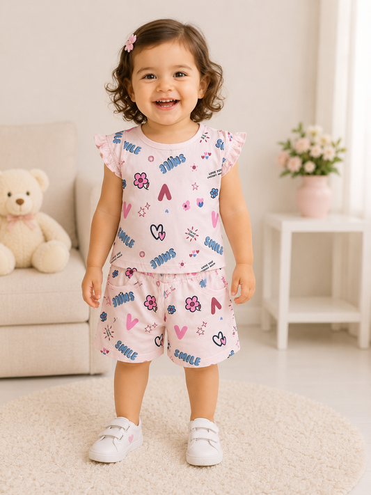 Smile Doodle Flutter Tee & Shorts Set