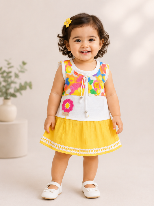 Floral Patch Yellow frock Set (1-4 yrs)