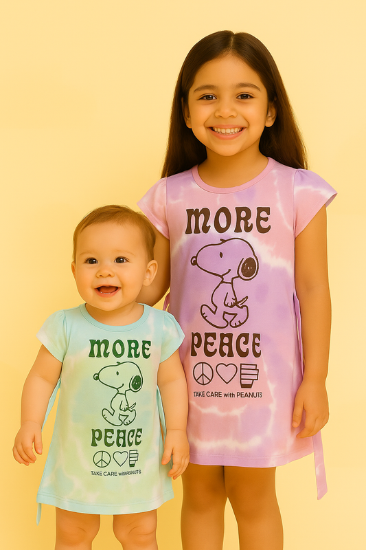 Peanuts Peace Tie-Dye Frock – Pink & Lavender
