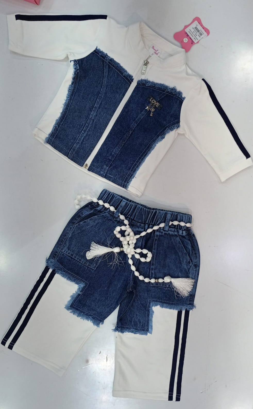 Denim Chic Fusion Set – Love Is The Key Co-ord for Girls