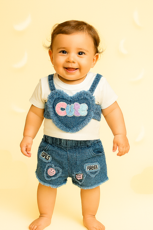 Denim Heart Patch cordset – CUTE Edition (Baby Girls)