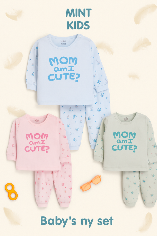 "Mom, Am I Cute?" – Soft Sinker Cotton Baby  Set