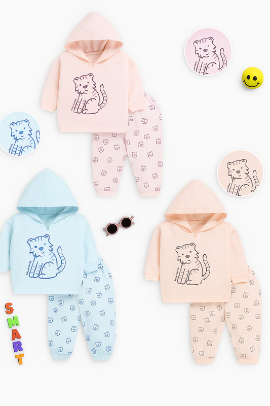 Tiger Cub Baby Hoodie Pajama Set – 3 Color Options