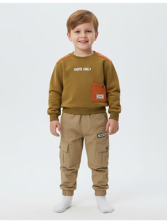 Boys "Hope Only" Sweat T-shirt & Cargo Jogger Set – 1 to 5 Years
