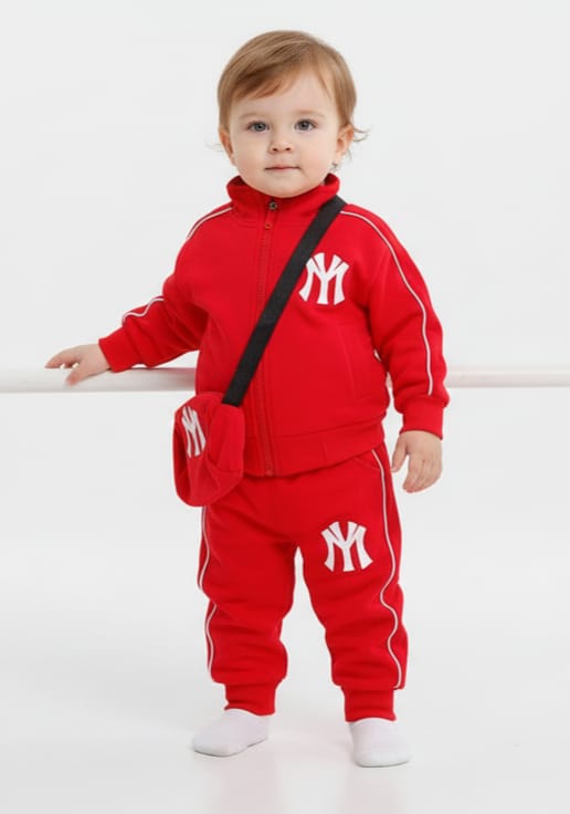 Stylish Red NY Tracksuit Set for Kids (01–05 Years)