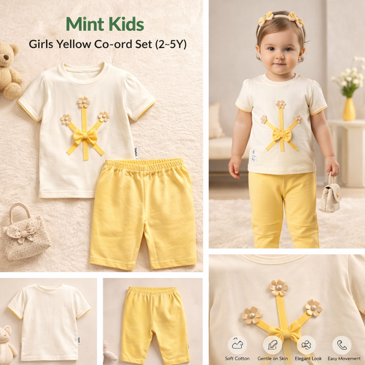 Mint Kids Girls Yellow Co-ord Set (2–5Y)