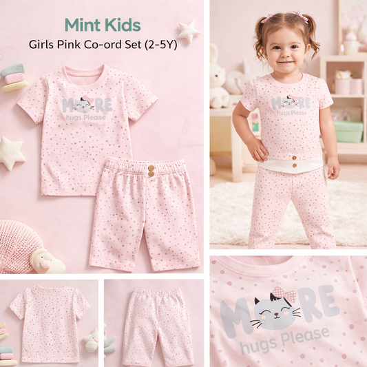 Mint Kids Girls Pink Co-ord Set (2–5Y)