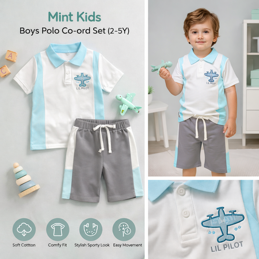 Mint Kids Boys Polo Co-ord Set (2–5Y)