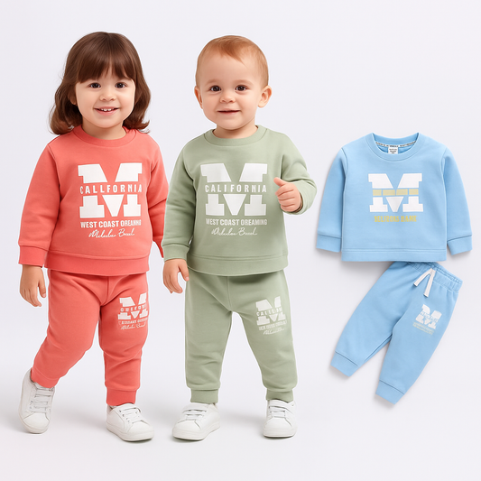 MintKids California Print Sweatshirt & Jogger Set (1–4 Years)