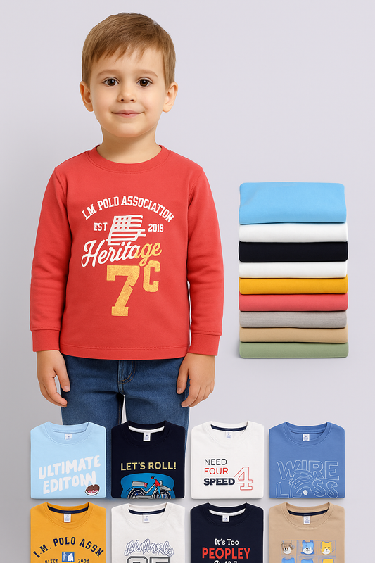 MintKids Boys’ Printed Full Sleeve T-Shirt Collection (2–6 Years)