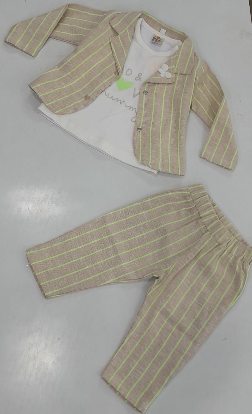 Boys Striped Blazer, Tee & Pants 3-Piece Set