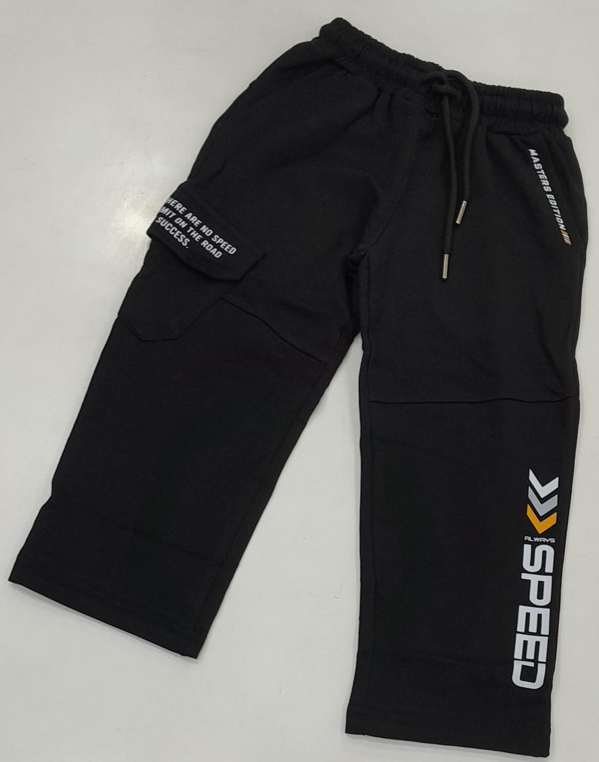 Boys Black Masters Edition Always Speed Cargo Jogger Pants