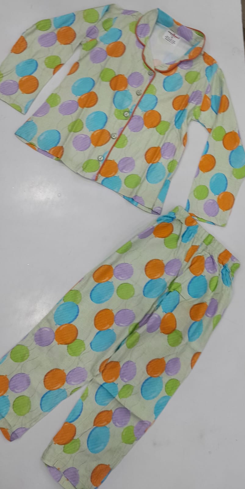Girls Multicolour Polka Dot Pyjama Set